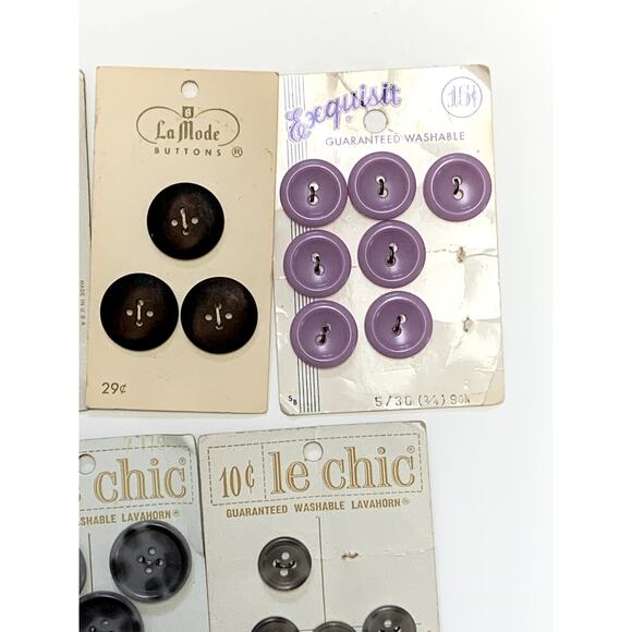 Buttons Vintage Lot 10 La Mode le chic Landsing Exquisit Le Button on Cards - Picture 3 of 16